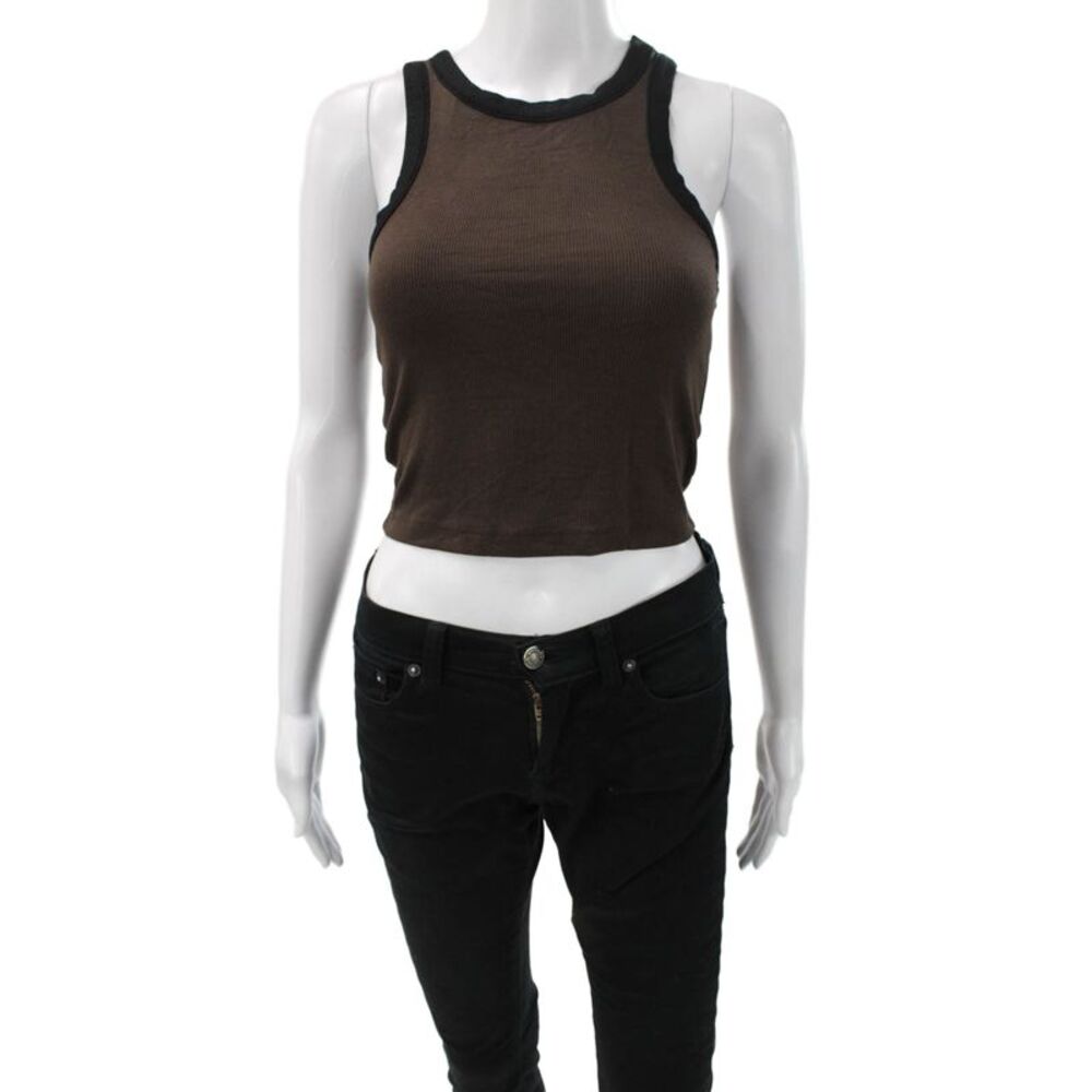 Splits 59 Women Cropped Tank Brown Modal Sleeveless Round Neck Size S